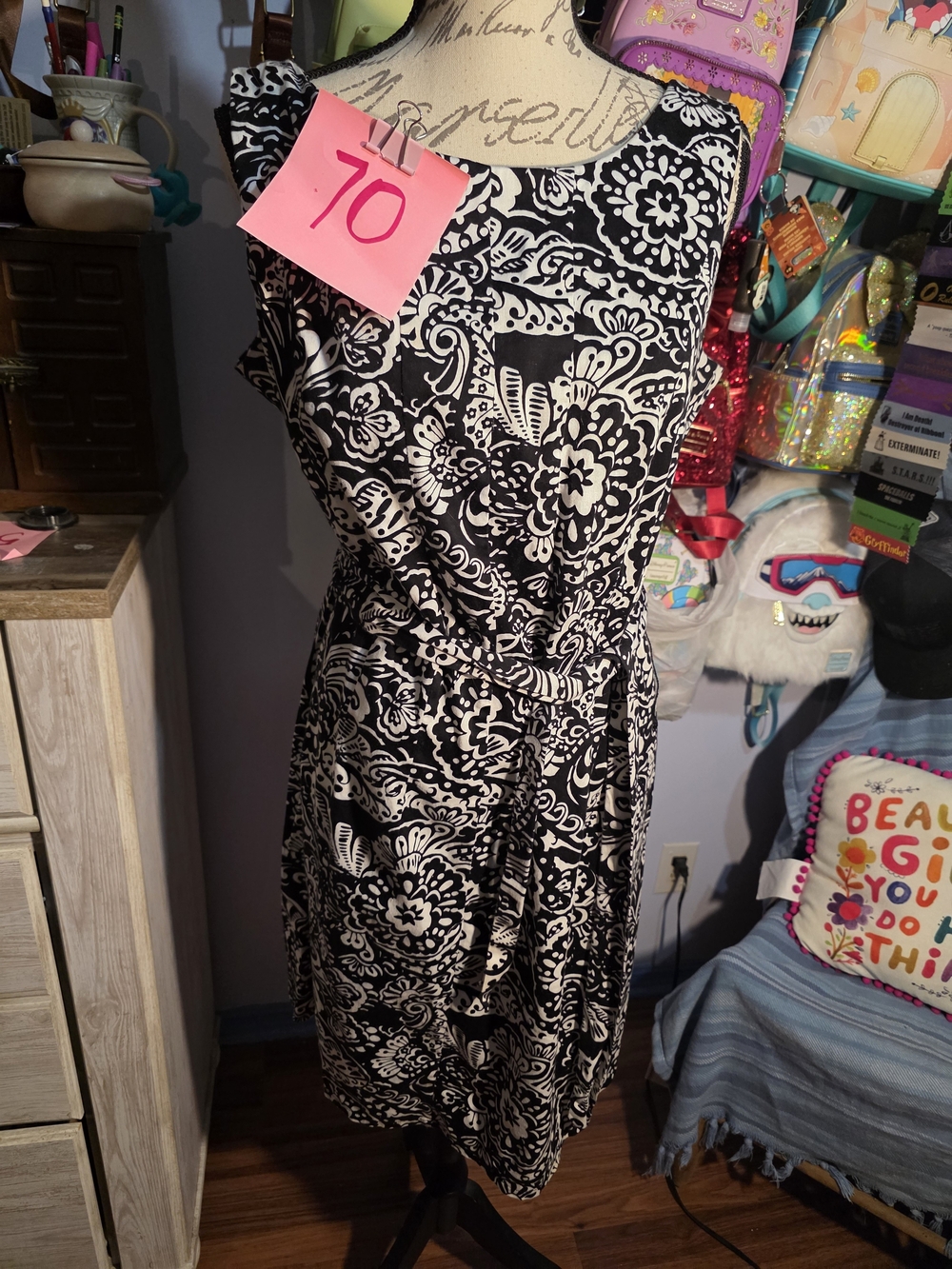 Kim Rogers Black And White Dress Size Xlarge With Belt See Pictures